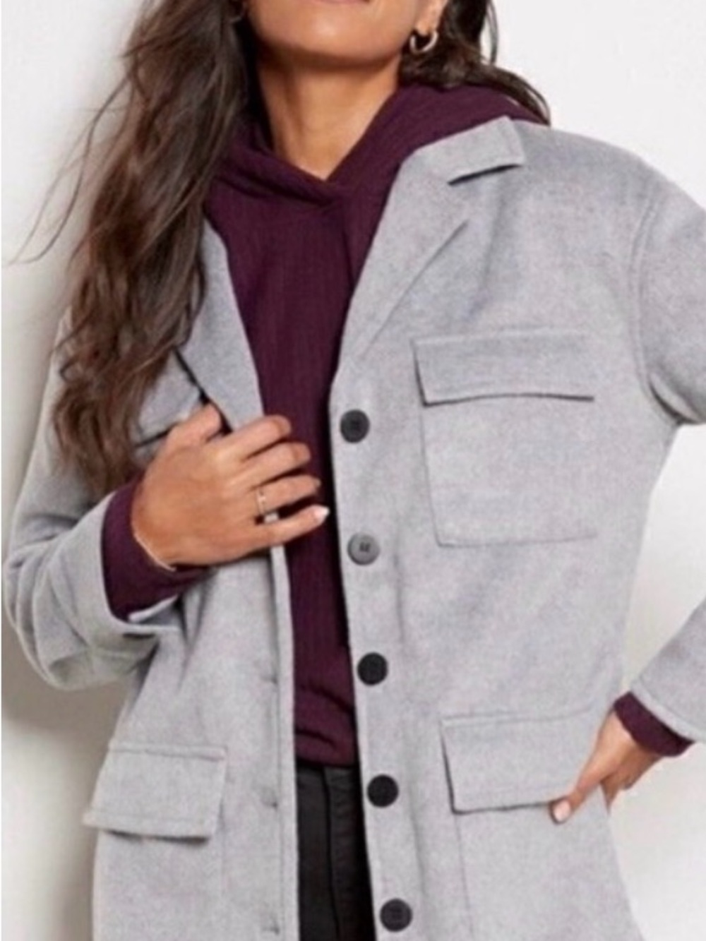 Sanctuary Gray Soft Fleece “Fisher” Shacket / Car Coat – Large